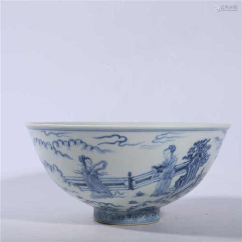 Ming Dynasty Xuande blue and white character story bowl