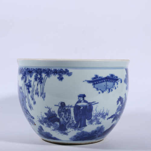 Qing Dynasty blue and white characters story VAT