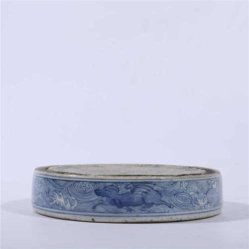 Qing Kangxi blue and white inkstone