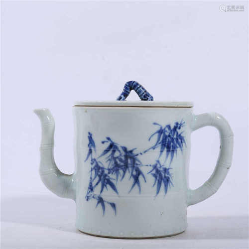 Blue and white bamboo teapot of the Republic of China