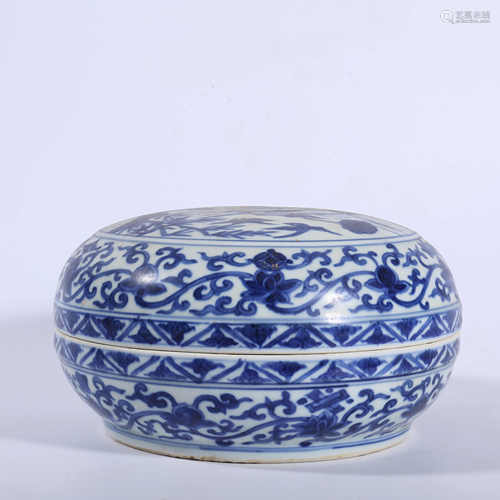 Blue and white cover box of Wanli in Ming Dynasty