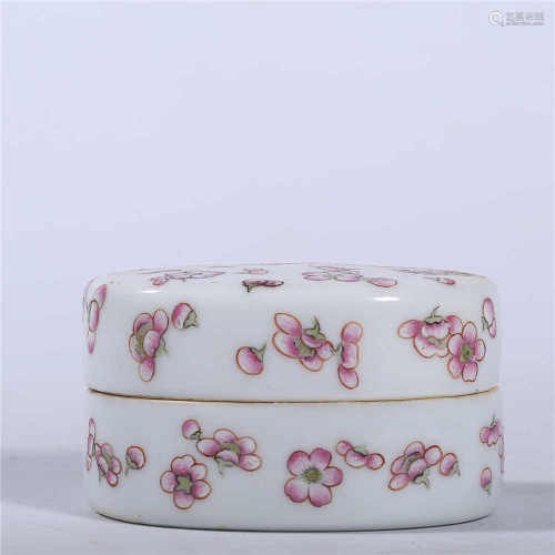 Qing Dynasty pink plum blossom pattern cover box