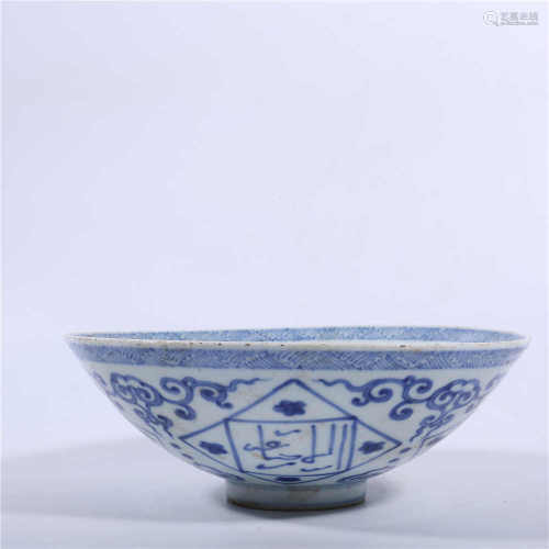 Zhengde blue and white bowl of Ming Dynasty