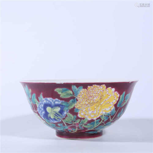 Qing Dynasty Kangxi pastel flower bowl