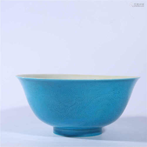 Chenghua turquoise green glazed dragon bowl in Ming Dynasty