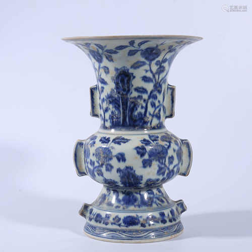 Blue and white lotus shaped Gu in Chenghua of Ming Dynasty