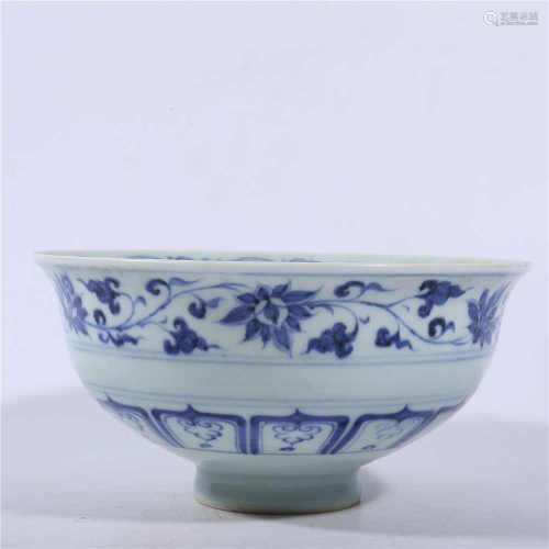 Blue and white bowl of Yuan Dynasty