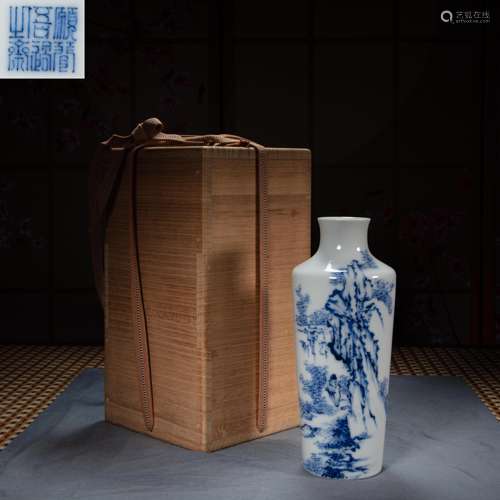 CHINESE BLUE AND WHITE FIGURE CERAMIC VASE, QING DYNASTY