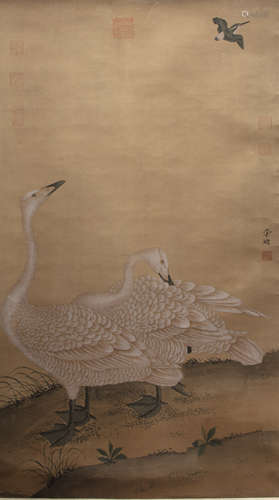 CHINESE SWAN PAINTING BY LI DI, SONG DYNASTY