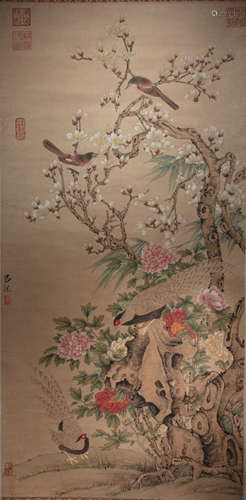 CHINESE PAINTINGS 'FLOWERS AND BIRDS' BY LU JI, MING DYNASTY, CHINA