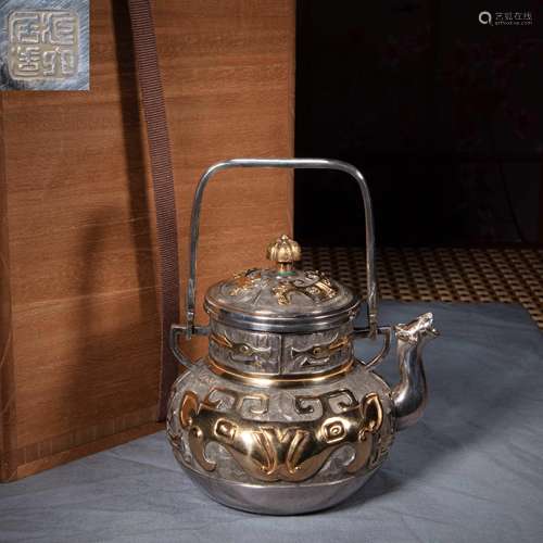 JAPANESE STERLING SILVER TEAPOT MADE BY CANG LIUJU