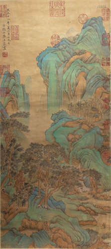 CHINESE LANDSCAPE PAINTING AND CALLIGRAPHY BY WANG MENG, YUAN DYNASTY