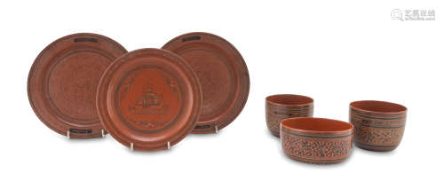 LOT OF BURMA DISHES CUPS AND A BOX IN LACQUER WOOD CONSISTING OF TWELVE PIECES. 20TH CENTURY.