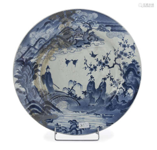 A JAPANESE BLUE AND WHITE PORCELAIN DISH 18TH CENTURY