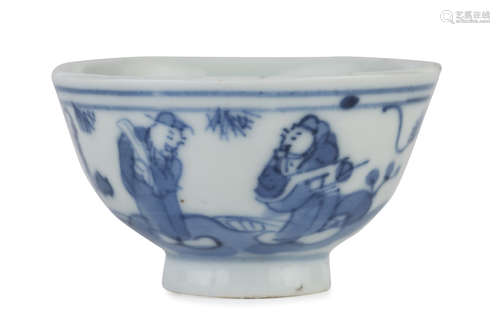 A CHINESE WHITE AN BLUE PORCELAIN BOWL 20TH CENTURY