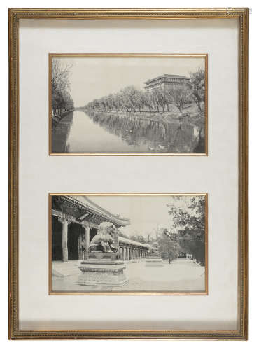 TWO CHINESE PHOTOGRAPHIC REPRODUCTIONS ON CANVAS. 20TH CENTURY. IN FRAME.