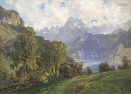 Ascan Lutteroth (Hamburg 1842 - Hamburg 1923). Gebirgssee.