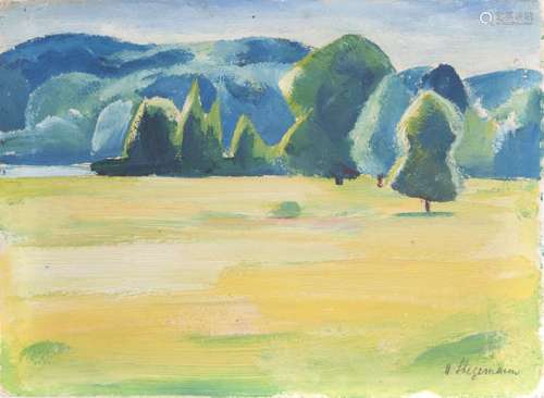 Heinrich Stegemann (Hamburg 1888 - Hamburg 1945). Landschaft mit Wiese.