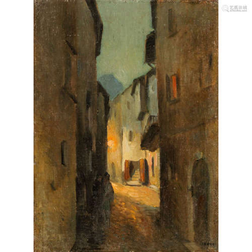 FAURE, AMANDUS (Hamburg 1874-1931 Stuttgart), „Gasse in Lugano bei Nacht“,eine sch