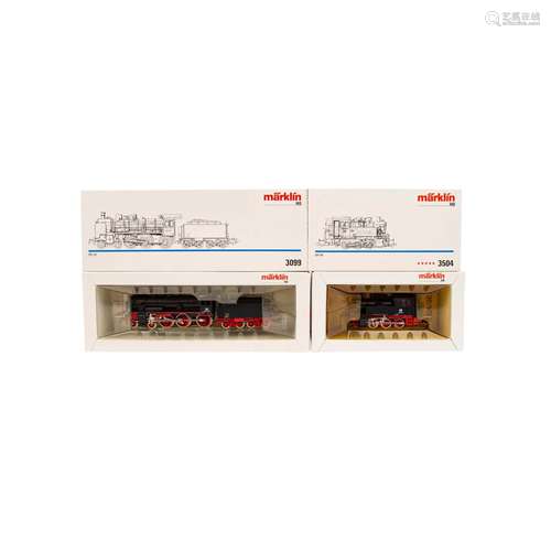 MÄRKLIN zwei Dampflokomotiven, Spur H0,bestehend aus Tenderlok 3504 der DB, BN 80 030