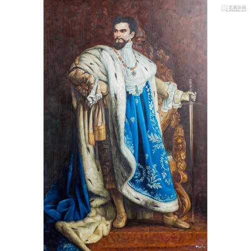 KOPIST „Porträt von Ludwig II. von Bayern“Öl auf Holz, sig. 