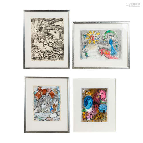 CHAGALL, MARC (1887-1985), 4 Graphiken,1x Farbholzstich aus der Folge 