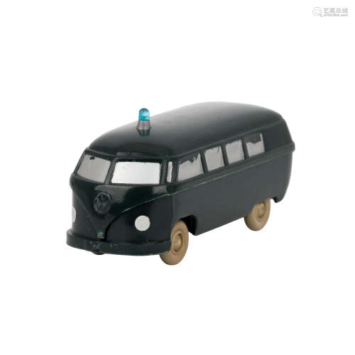 WIKING VW-Bus Polizei-Unfallwagen, um 1960, Rarität!unverglaster Rollachser, gesilber