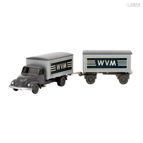 WIKING Magirus WVM, alter Koffer-LKW mit Anhänger 1961-62,LKW und Anhänger mit basal