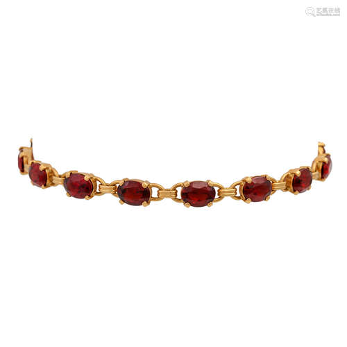 Armband mit 14 facettierten Granaten,feine Almandine, GG 18K, 16,7 gr, L: ca. 21 cm, 2