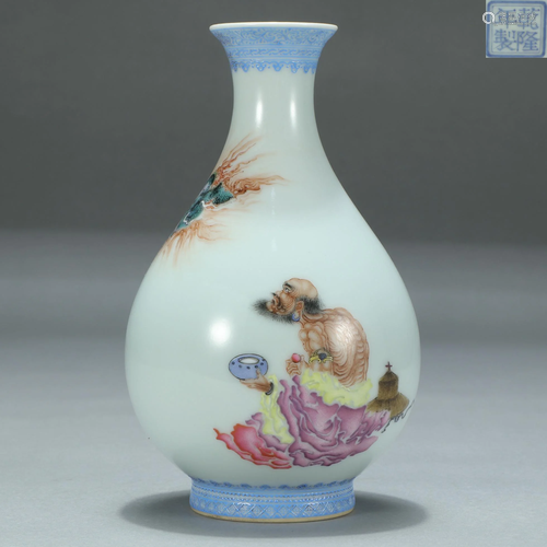 Famille Rose Figural Vase