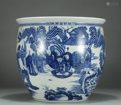 Blue and White Figural Jardiniere