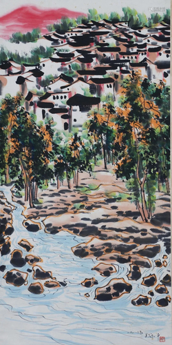 A Chinese Scroll Painting By Wu Guanzhong