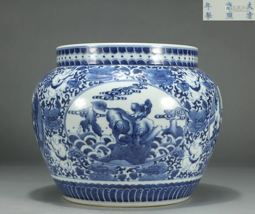 Blue and White Floral Jar