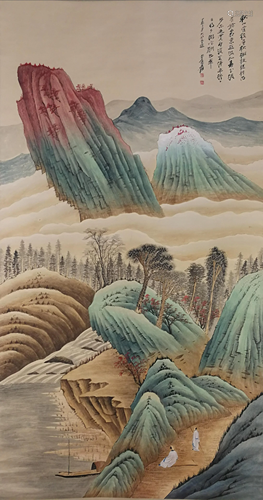 A Chinese Scroll Painting By Zhang Daqian