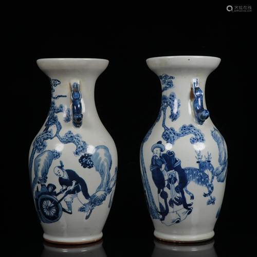 Pair Blue and White Vases