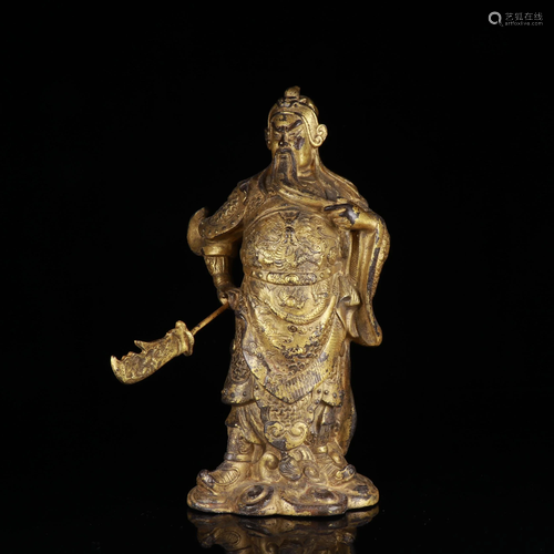 Bronze Gilt Standing Guandi