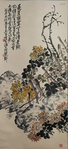 A Chinese Scroll Painting By Wu Changshuo