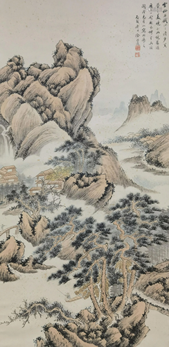 A Chinese Scroll Painting By Xu Bangda