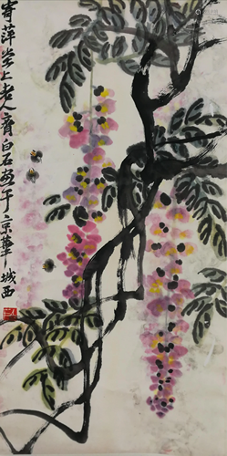 A Chinese Scroll Painting By Qi Baishi