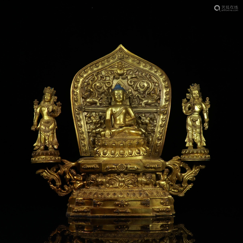 Bronze Gilt Buddha Group