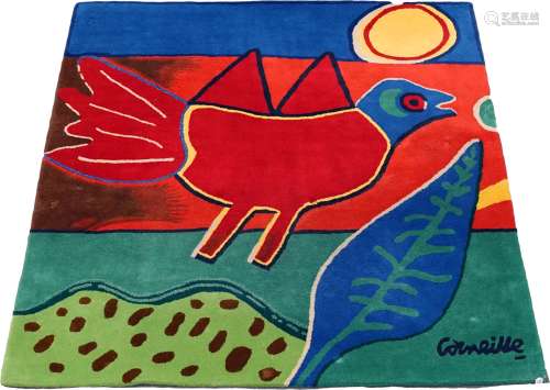 Cornelis Beverloo (dit Corneille 1922-2010) - Tapis en “Oiseau Rouge“.