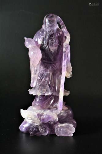 清代 紫水晶寿星老雕刻