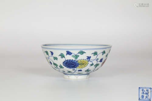 Ming, Doucai Chrysanthemum Bowl