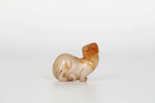 Yuan，white jade red skin red tiger pendant