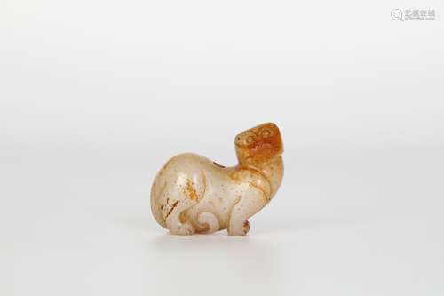 Yuan，white jade red skin red tiger pendant