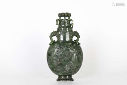 19TH Hetian Bi jade vase