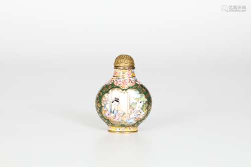 18th century, western painted enamel figure snuff bottle