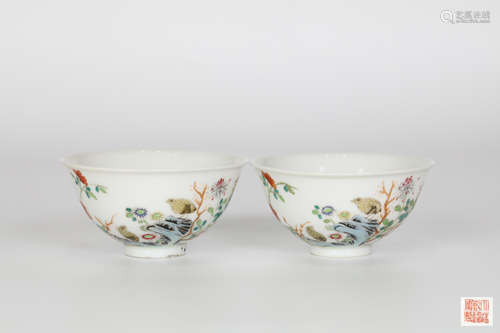 Qing,  Fencai bowls a pair