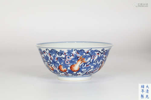 Guangxu, blue and white gourd bowl