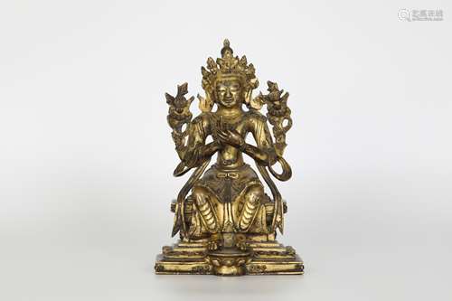 Kangxi, a gilt bronze Buddha